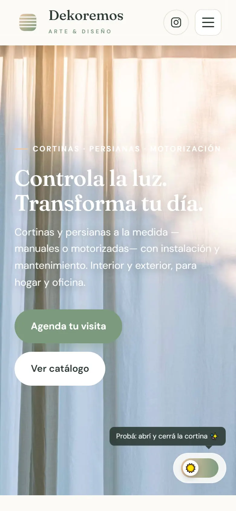 Sitio de Dekoremos en un celular.