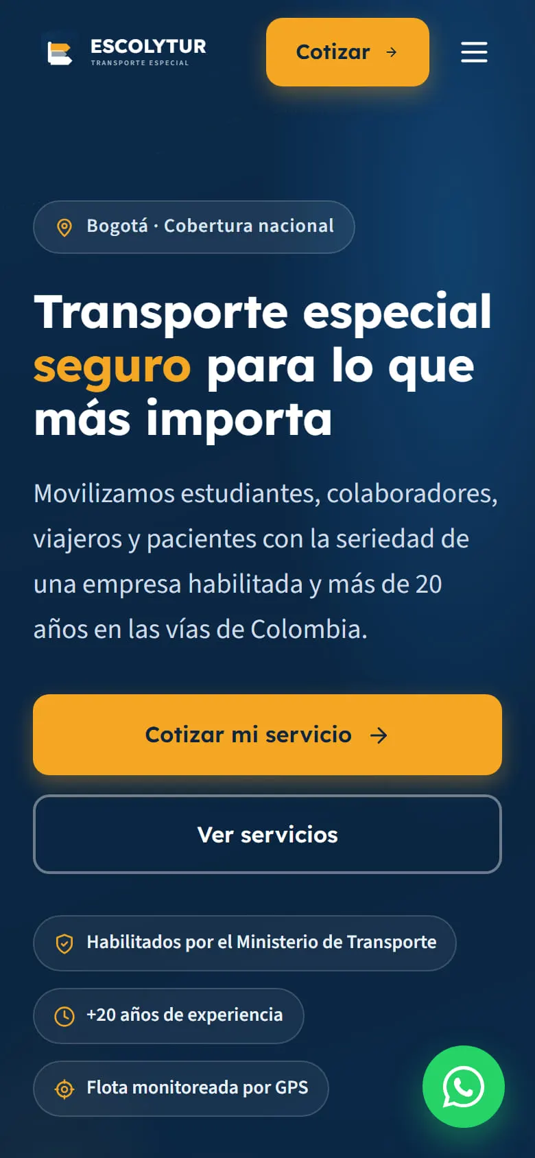 Sitio de Escolytur en un celular.