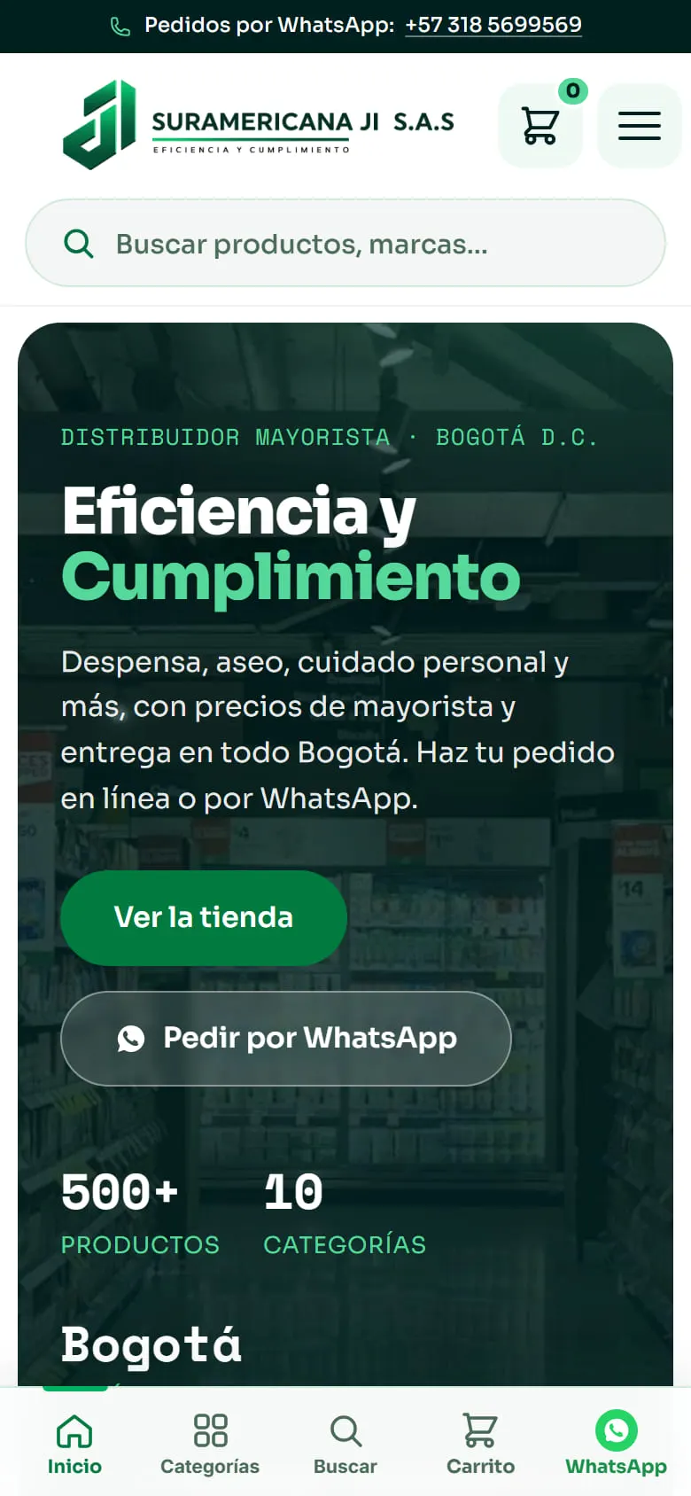 Sitio de Suramericana JI en un celular.